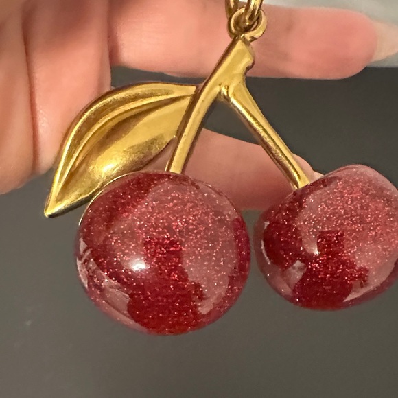 Gold and Red Cherry Keychain Bag Charm. NWOT. No Scratches. - Picture 4 of 5